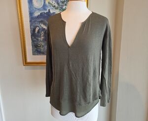 Sanctuary Olive V-Neck Long Sleeve Top